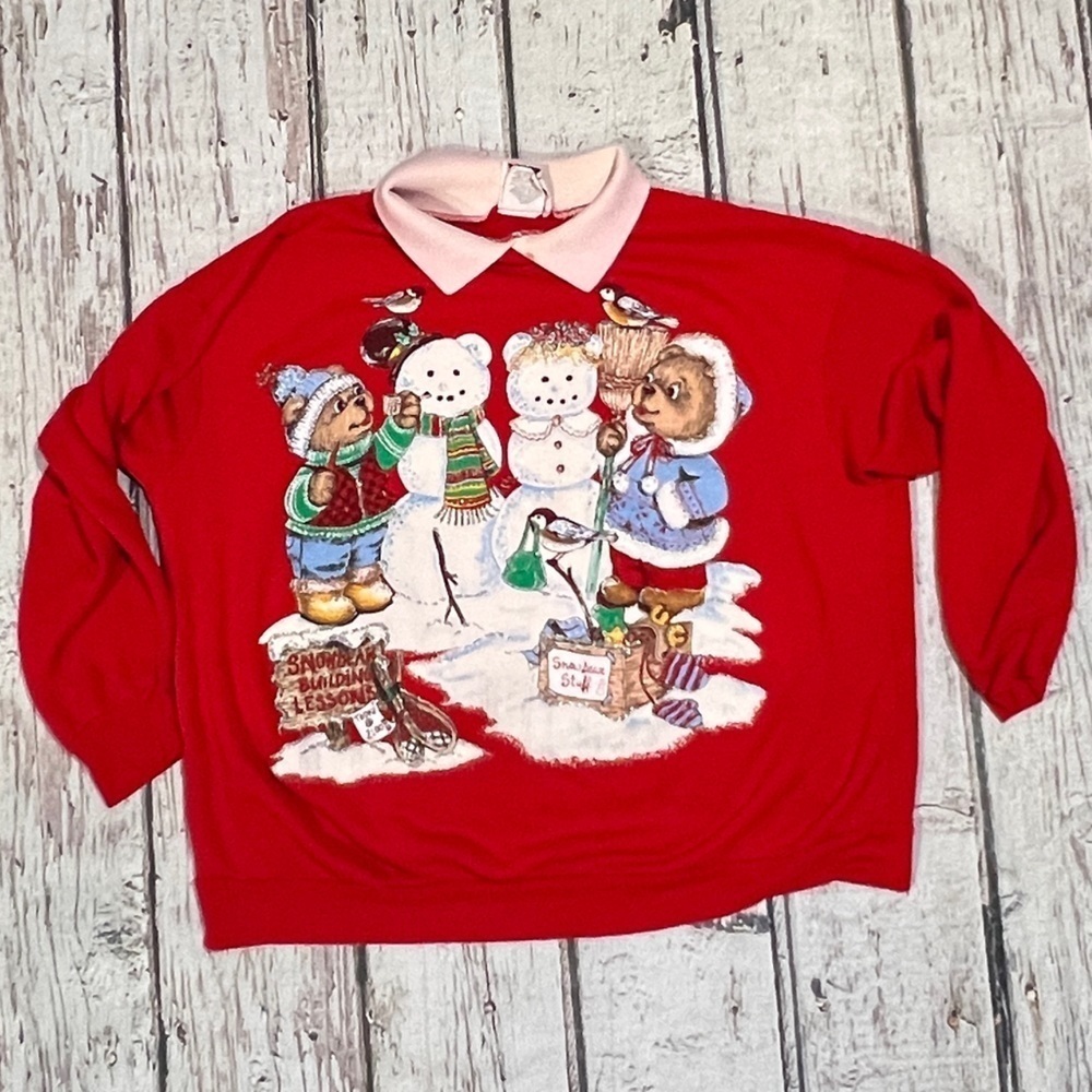 Vintage 80s Bear Nutcracker Christmas Holiday Ugly Sweater Party Sweatshirt